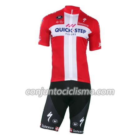 Conjunto Maillot + Culotte Corto con tirantes 2018-2019 Quick-Step Floors Campeonato de Dinamarca